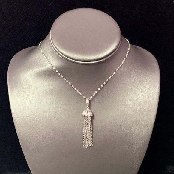 Diamond Tassel Pendant Chain Necklace 18k Gold 0.15 TCW Certified $3,950 111311 - Picture 3 of 10